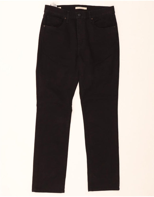 LEVI'S Womens 724 High Rise Straight Jeans W31 L30 Black Cotton