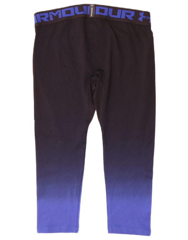 Under Armour Ženske Heat Gear Crop Leggings UK 20 2XL Black Colourblock