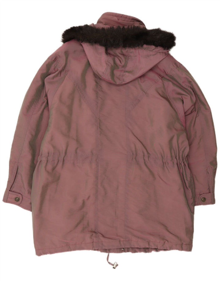 Vintage ženska velika parka jakna s kapuljačom EU 44 XL ružičasta