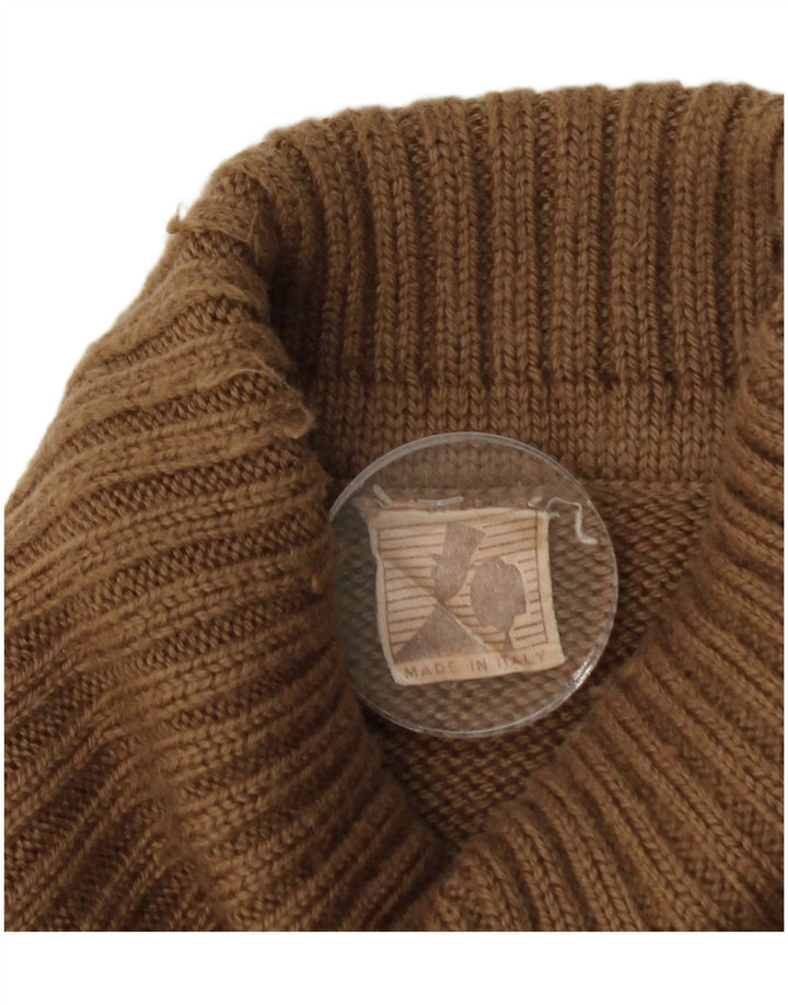 Vintage muški džemper s rol izrezom srednje smeđe svijetle vune