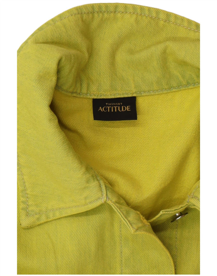 TWINSET Ženska prevelika traper jakna UK 10 Mala zelena pamučna moderna