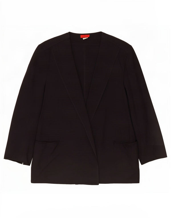Vintage Womens Loose Fit Open Blazer Jacket IT 46 Large Navy Blue Wool