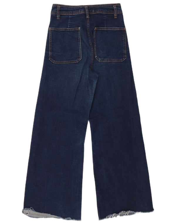 Zara Womens Wide Leg Jeans EU 36 XS W26 L28 Navy Blue Cotton