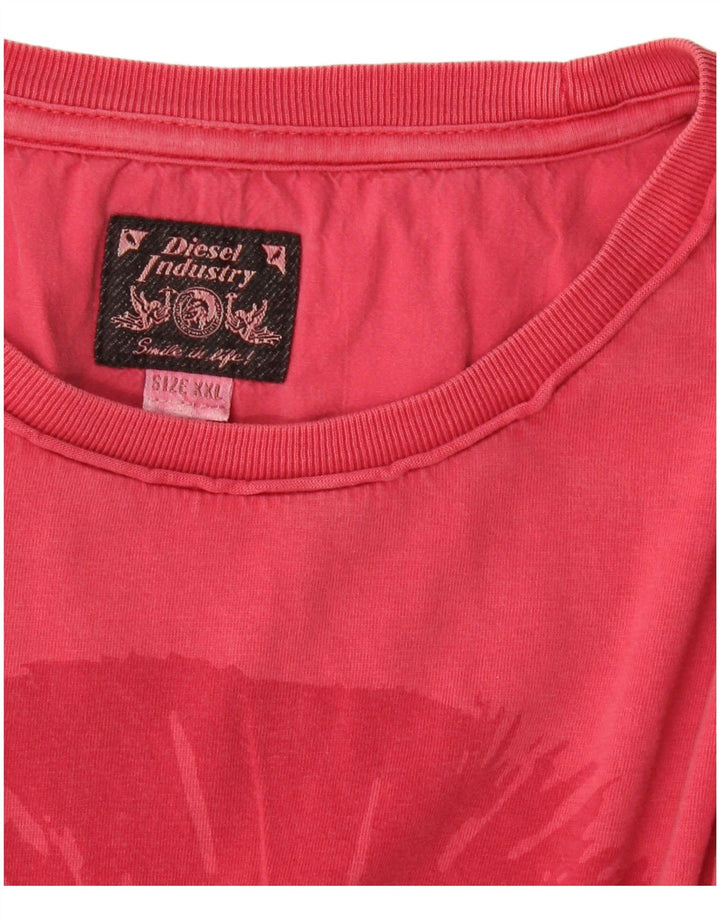 DIESEL Muška majica s grafičkim motivima 2XL ružičasta