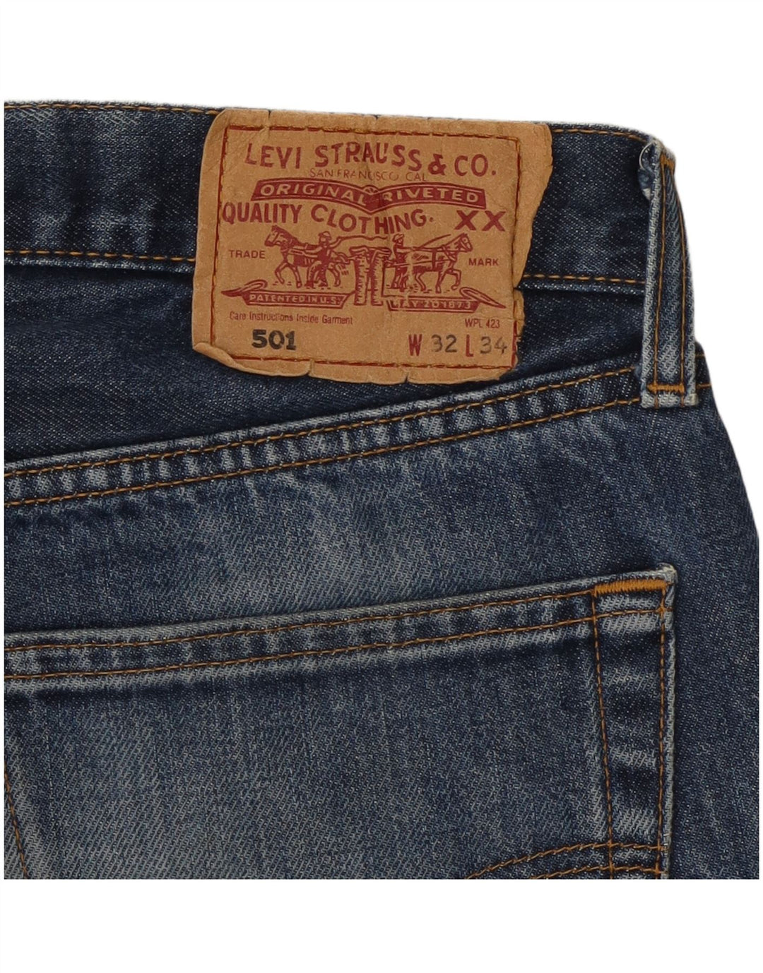 LEVI'S muške 501 traper bermude W32 srednje plavi pamuk