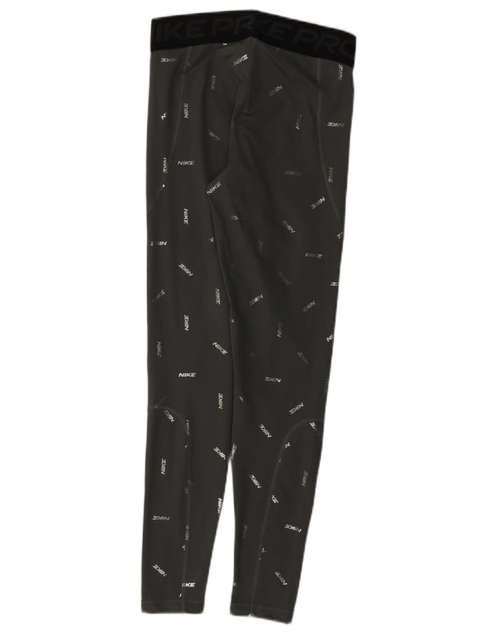 Nike Ženske Dri Fit Graphic Leggings UK 12 Srednje sivi poliester