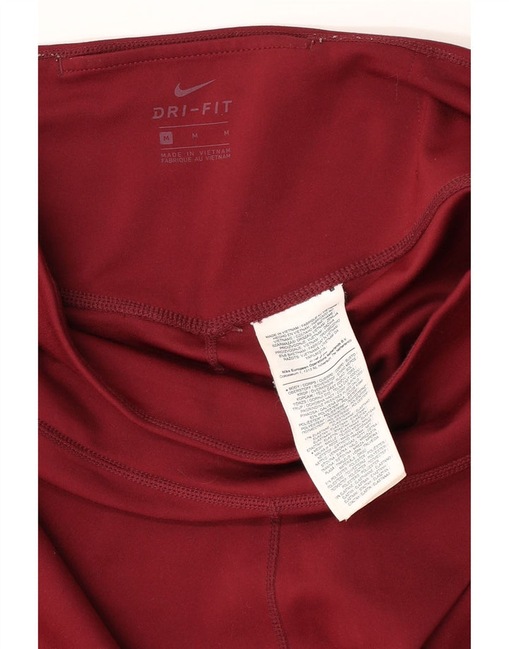 Nike Ženske Dri Fit Leggings UK 12 Medium Burgundy Poliester