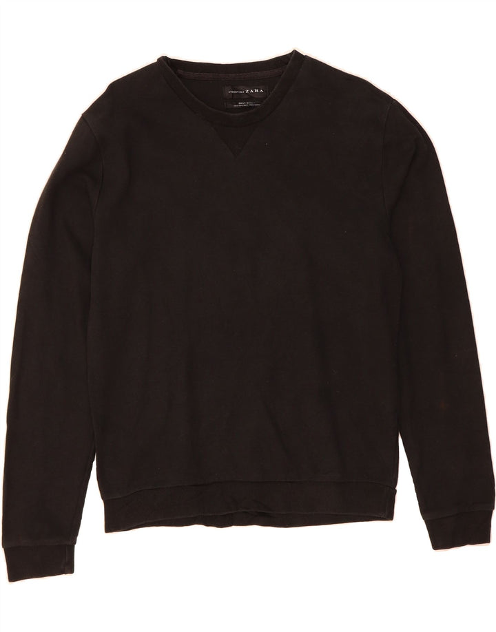 ZARA Mens Sweatshirt Jumper Medium Black Vintage Zara and Second-Hand Zara from Messina Hembry 