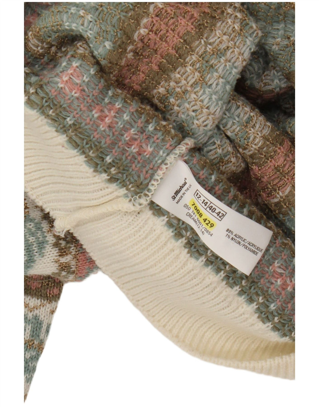 St Michael ženski kardigan džemper UK 12/14 Srednje zeleni Fair Isle akril