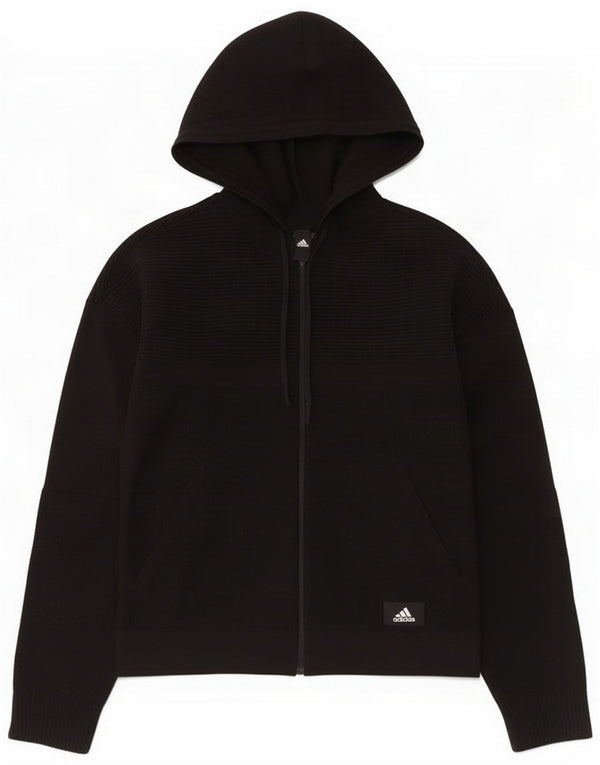 Adidas Womens Hooded Cardigan Sweater UK 8/10 Small Black Polyester
