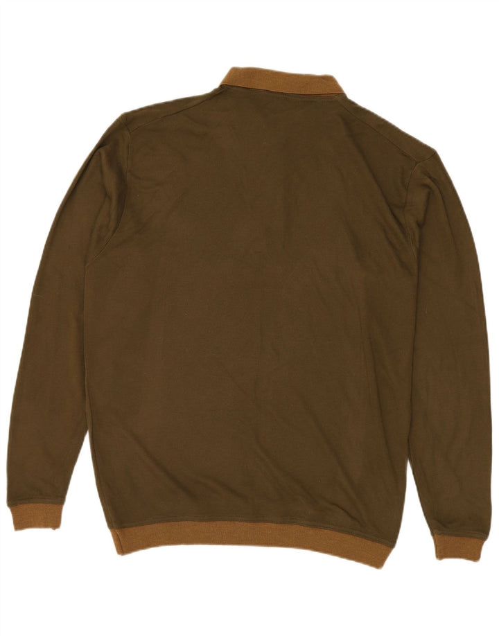 VINTAGE muški pulover s polo ovratnikom, veliki kaki akril