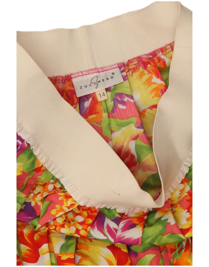 Zucchero ženska plisirana suknja UK 14 Srednja W28 Raznobojno cvjetno