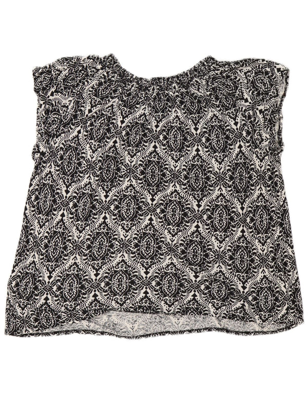 Bijeli gornji dio ženske bluze UK 14 Large Black Paisley Linen