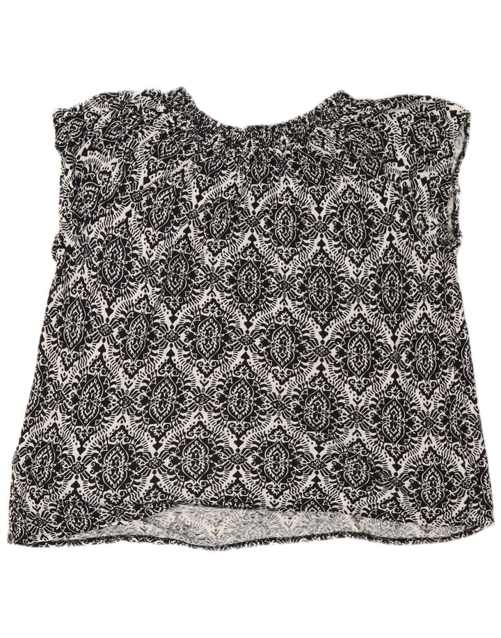 Bijeli gornji dio ženske bluze UK 14 Large Black Paisley Linen