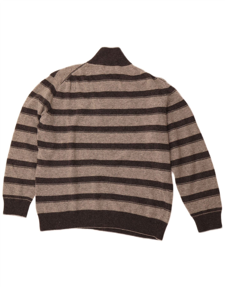 FILA muški džemper s izrezom i patentnim zatvaračem 2XL vuneni sivi prugasti