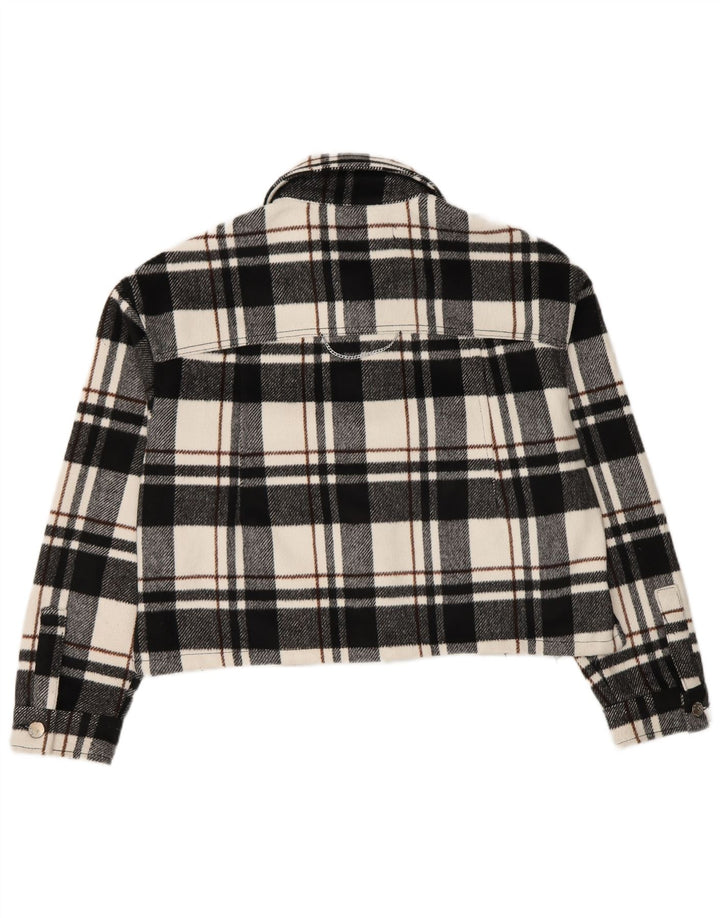 Prevelika ženska Zara bomber jakna UK 6 XS crni karirani poliester