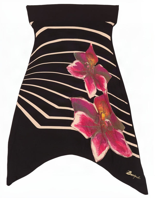 Desigual ženska grafička asimetrična suknja visokog struka XL W34 crna cvjetna