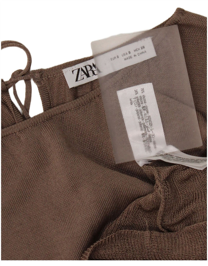 Zara ženska prevelika bluza dugih rukava UK 10 Small Brown Colourblock