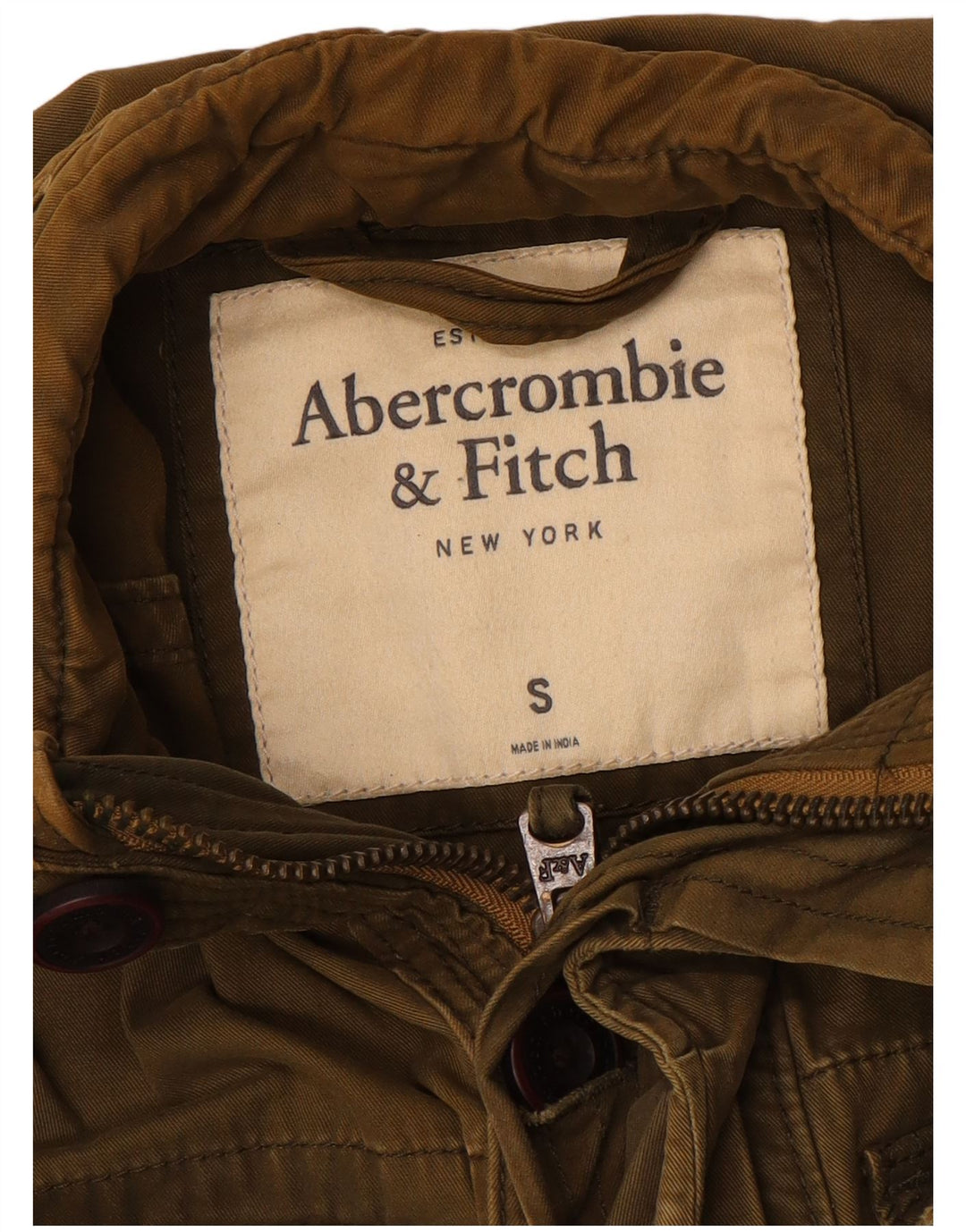 ABERCROMBIE & FITCH Muška vojna jakna UK 36 Mala kaki boja