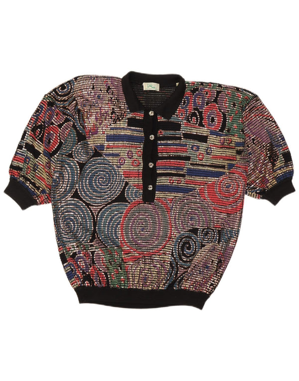 Vintage ženski džemper s polo ovratnikom UK 16 Veliki raznobojni acetat