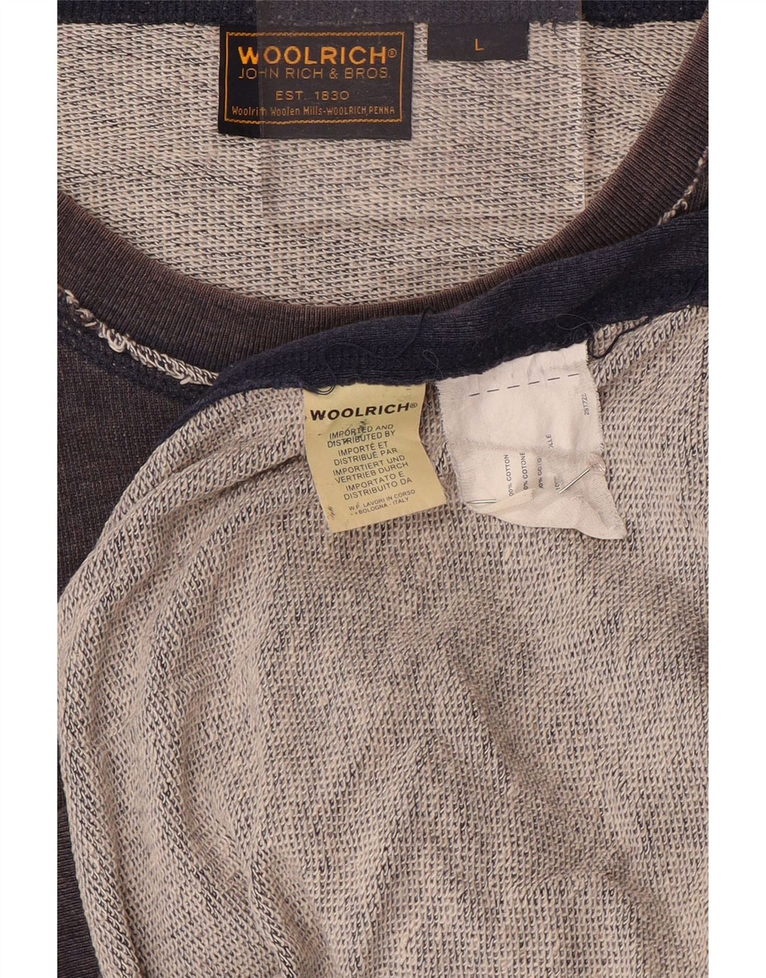 Woolrich muški džemper s grafičkim motivima, veliki tamnoplavi pamuk