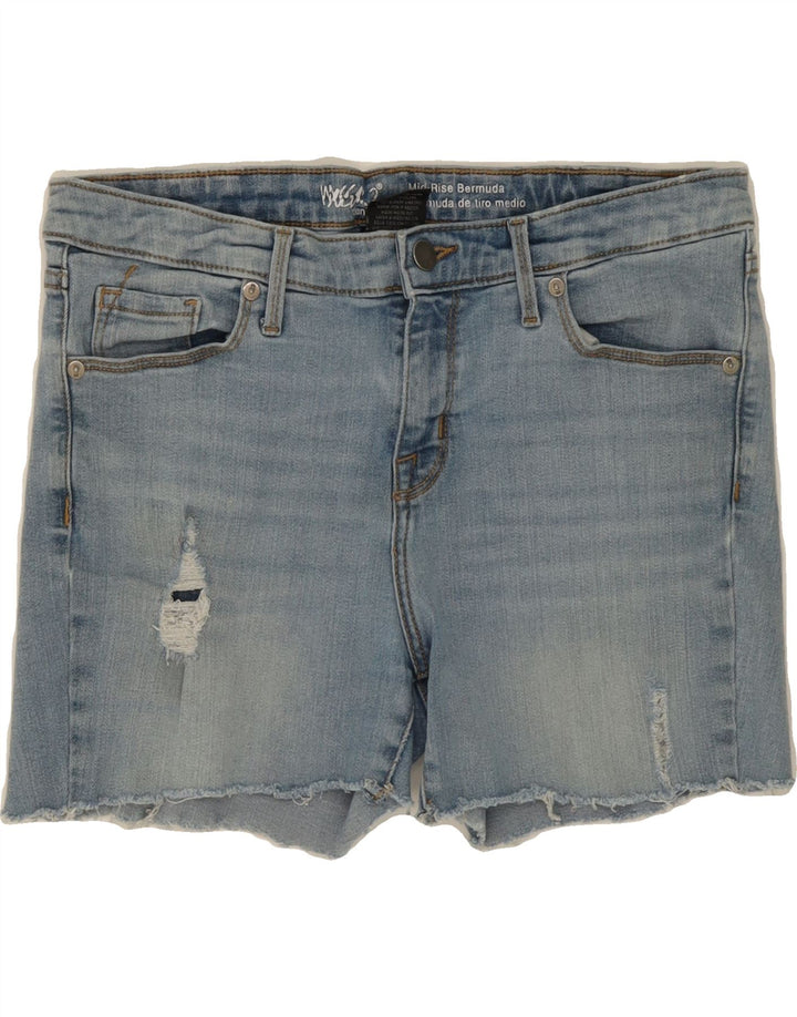 MOSSIMO Womens Power Stretch Distressed Denim Shorts US 10 Large W30  Blue Vintage Mossimo and Second-Hand Mossimo from Messina Hembry 