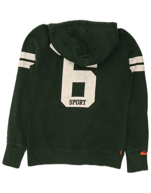 Superdry Womens Osaka Graphic Zip Hoodie Sweater UK 14 Medium Green Cotton