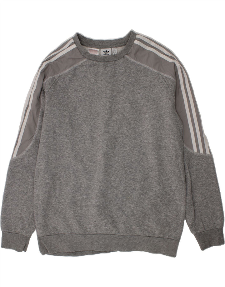 ADIDAS Boys Sweatshirt Jumper 13-14 Years Grey Cotton Vintage Adidas and Second-Hand Adidas from Messina Hembry 