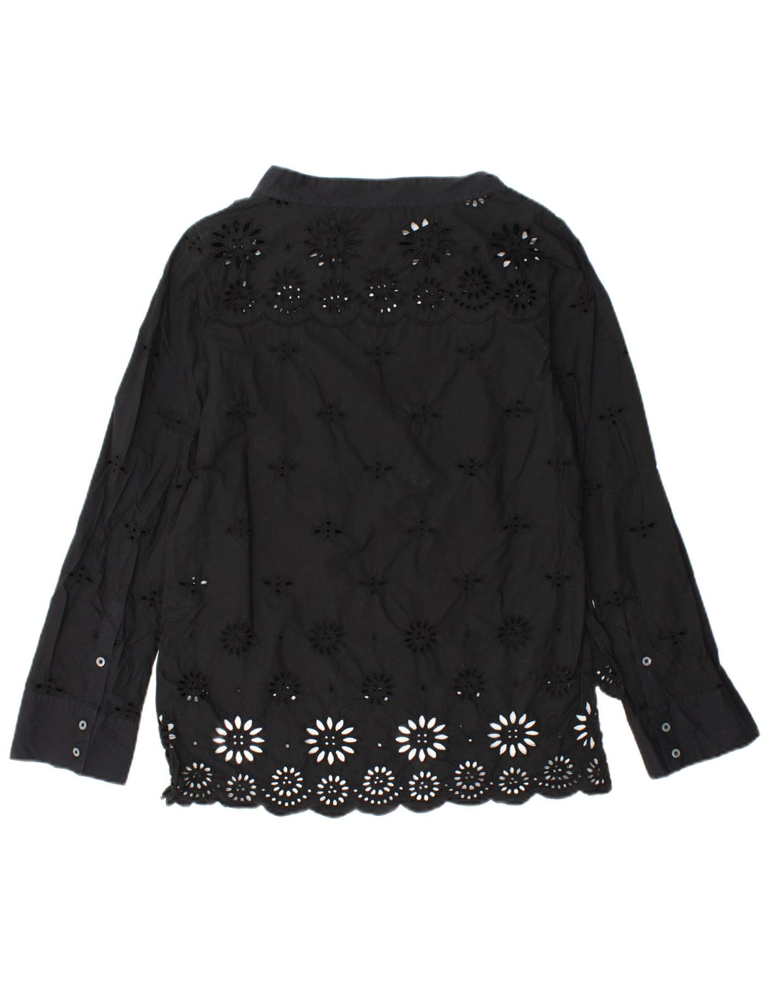 J. CREW Ženski gornji dio bluze dugih rukava US 2 XS crni pamuk s cvjetnim uzorkom