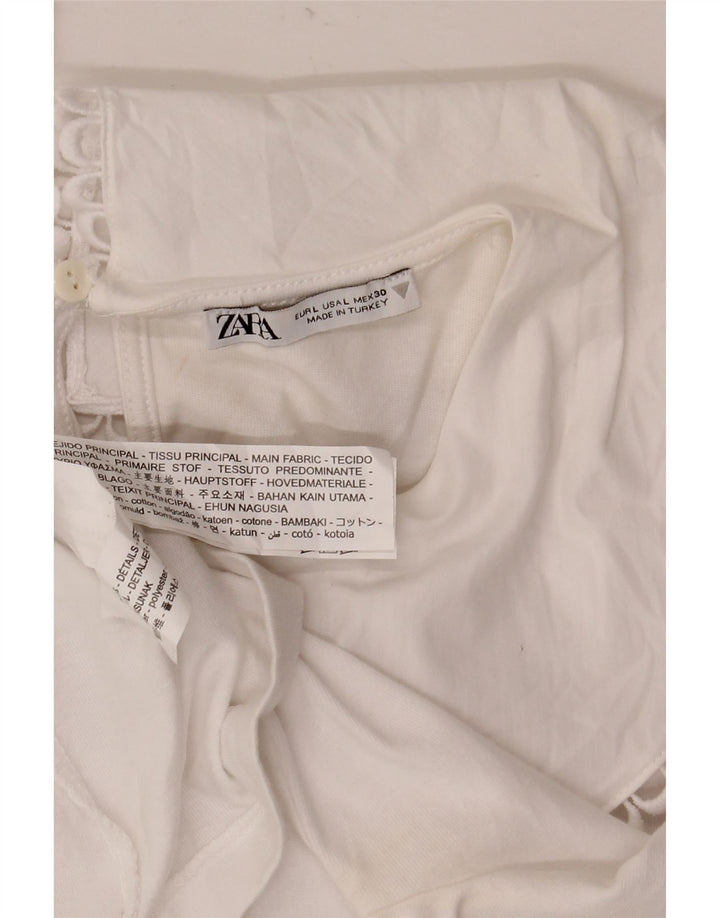 Zara ženski gornji dio bluze UK 14 Large White Cotton