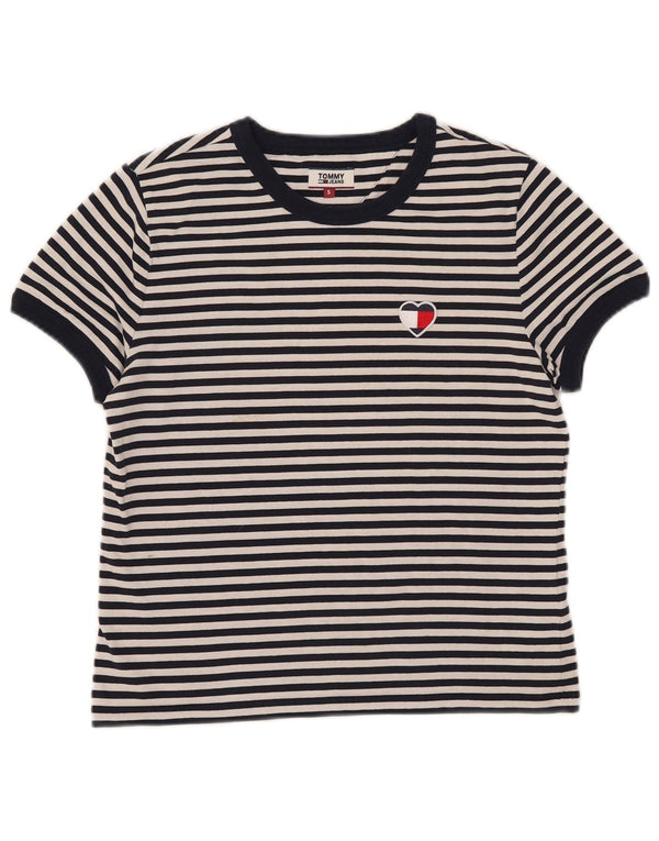 Tommy Hilfiger ženska majica kratkih rukava UK 10 Mala tamnoplava pamuk na pruge