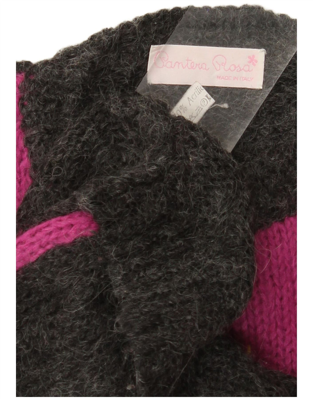 VINTAGE ženski džemper s okruglim izrezom UK 14 velikih sivih blokova