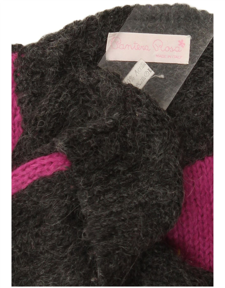 VINTAGE ženski džemper s okruglim izrezom UK 14 velikih sivih blokova