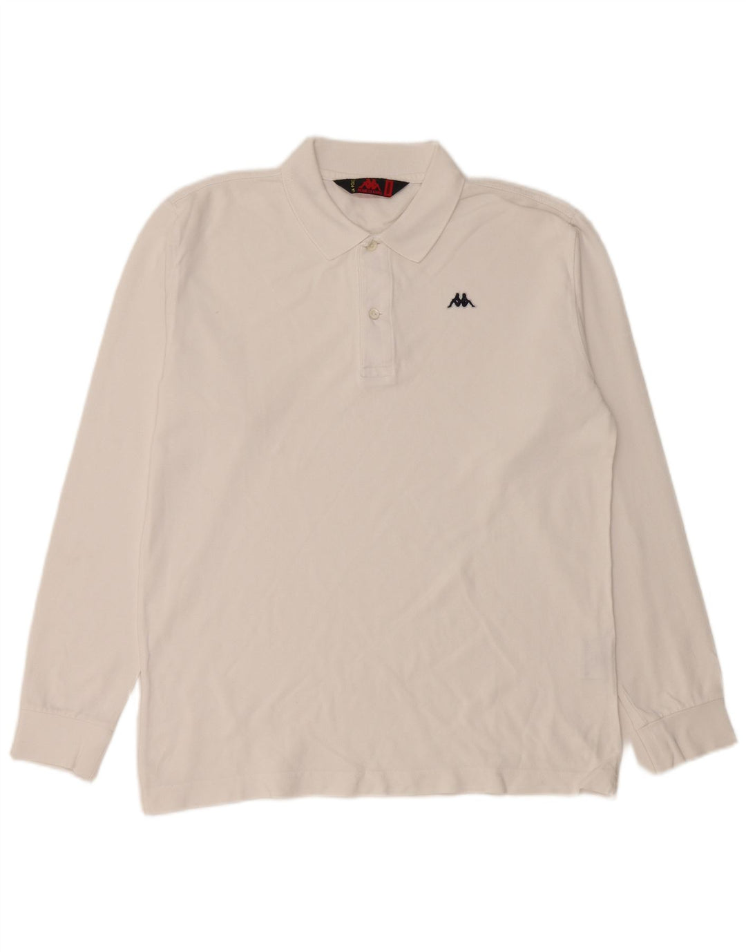 KAPPA Mens Long Sleeve Polo Shirt Medium White Cotton