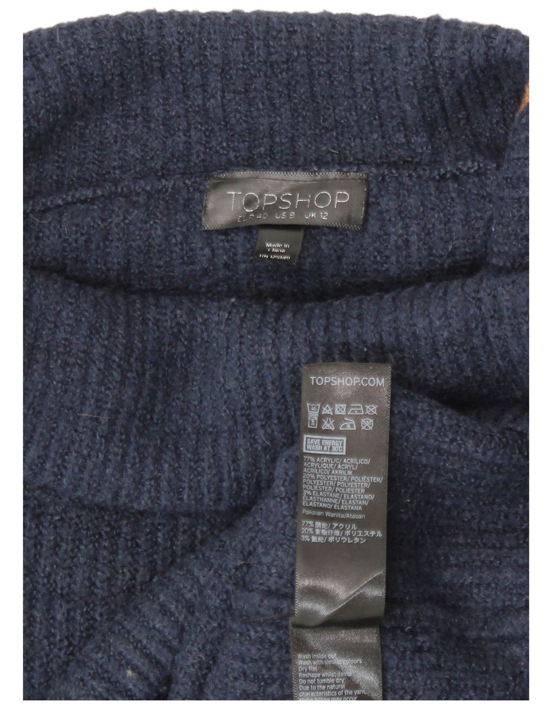 Topshop ženski pulover s rol izrezom UK 12 Srednje tamnoplavi