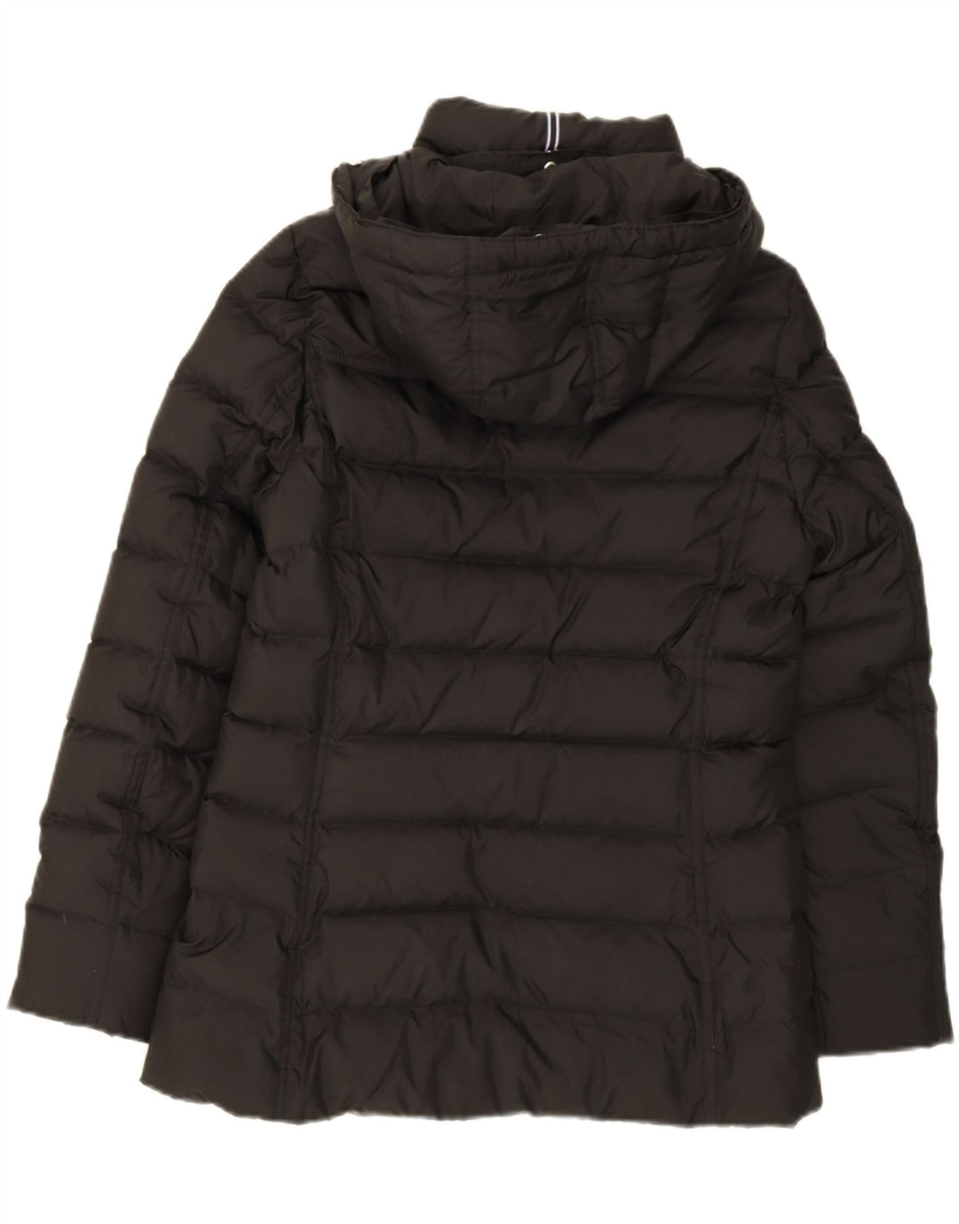 TOMMY HILFIGER Womens Hooded Padded Jacket UK 14 Medium Black Polyester Vintage Tommy Hilfiger and Second-Hand Tommy Hilfiger from Messina Hembry 