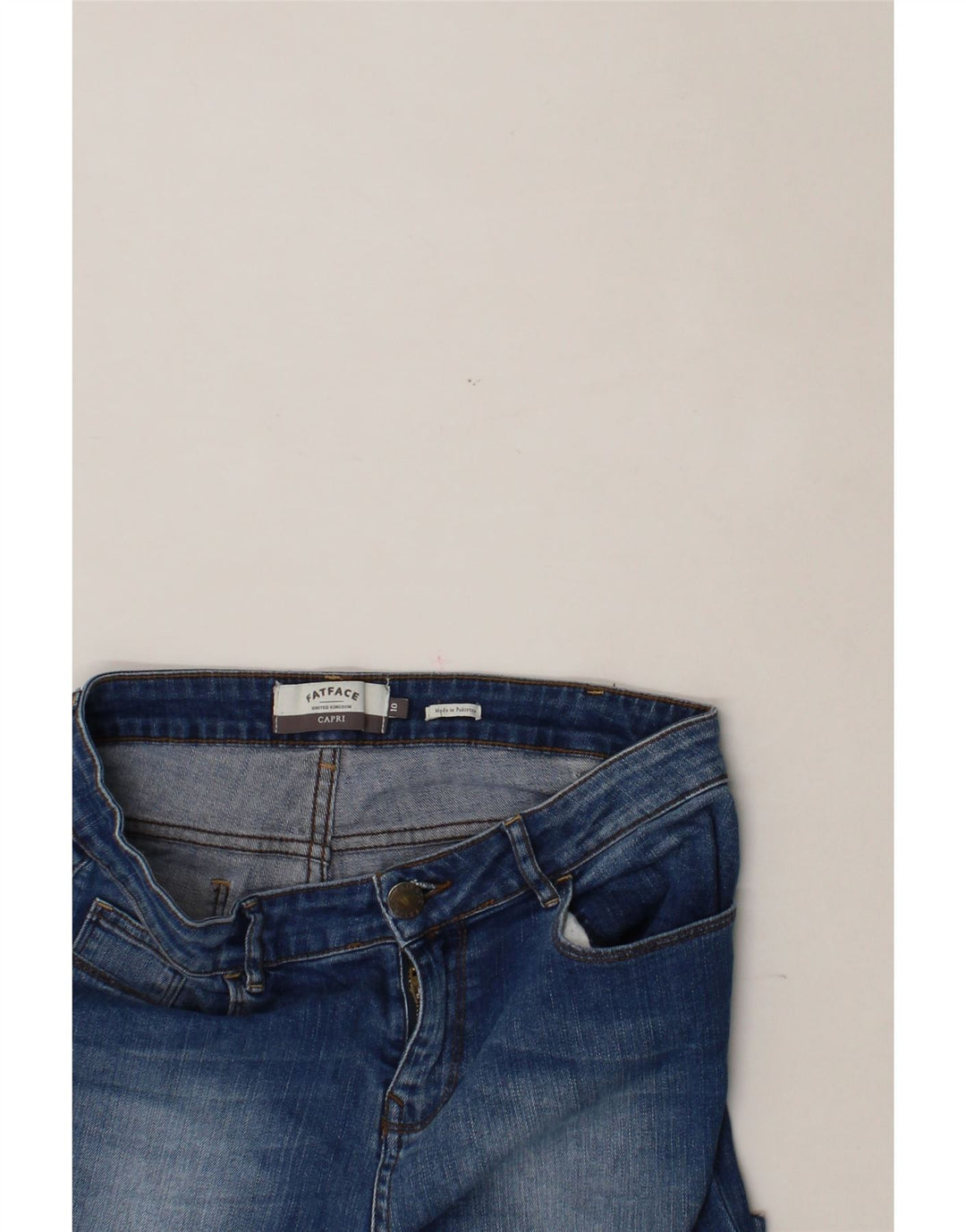 FAT FACE Womens Capri Jeans UK 10 Small W27 L24 Blue Vintage Fat Face and Second-Hand Fat Face from Messina Hembry 
