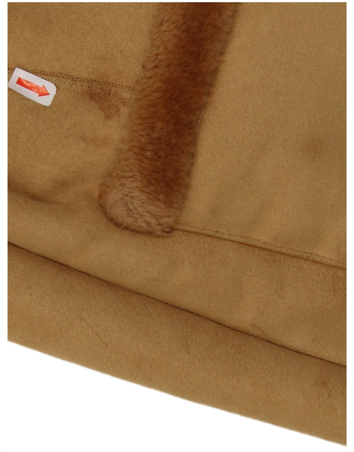 VINTAGE Womens Sherpa Jacket UK 12 Medium Beige Colourblock Acrylic
