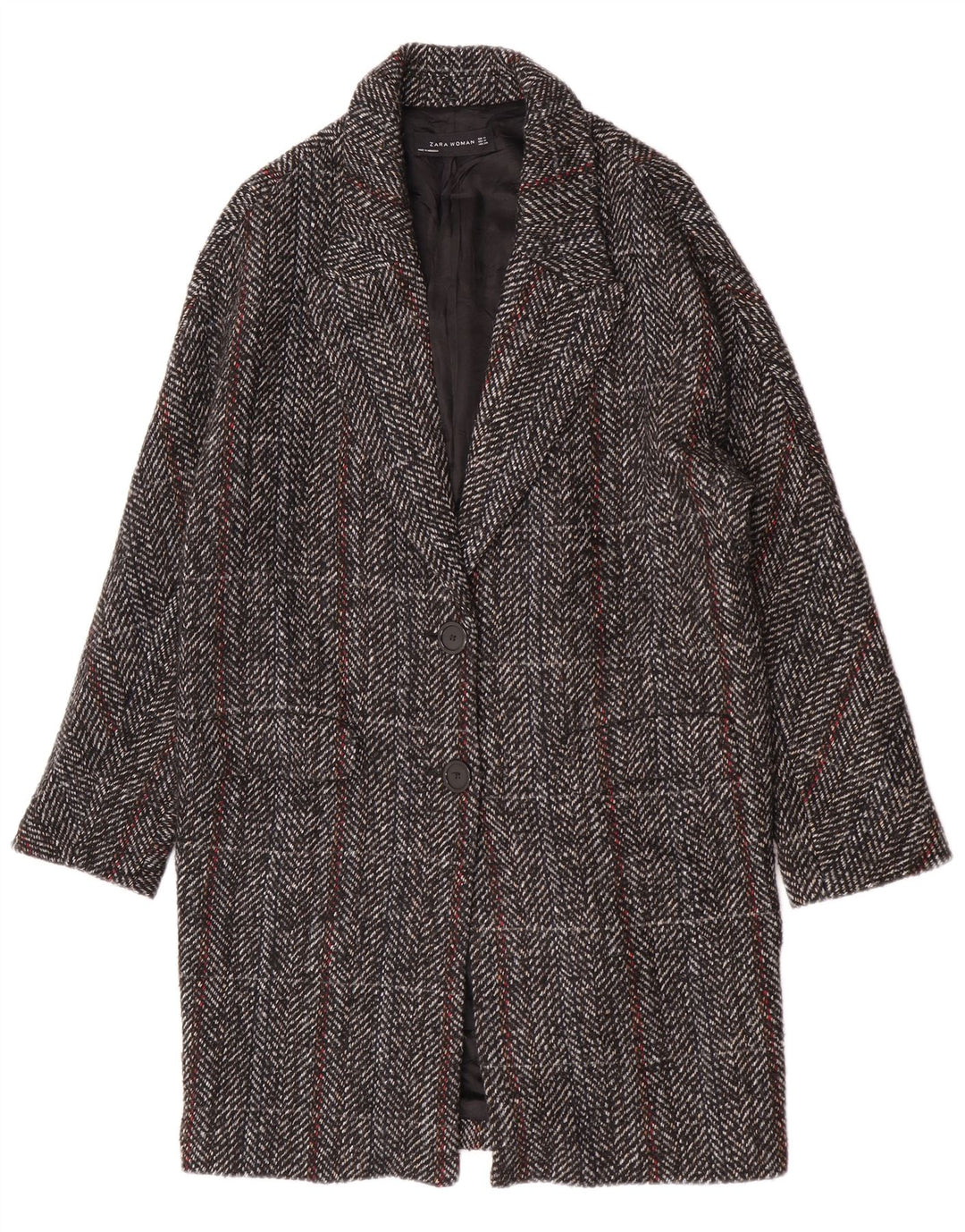 Zara ženski kaput UK 14 srednje siva karirana vuna