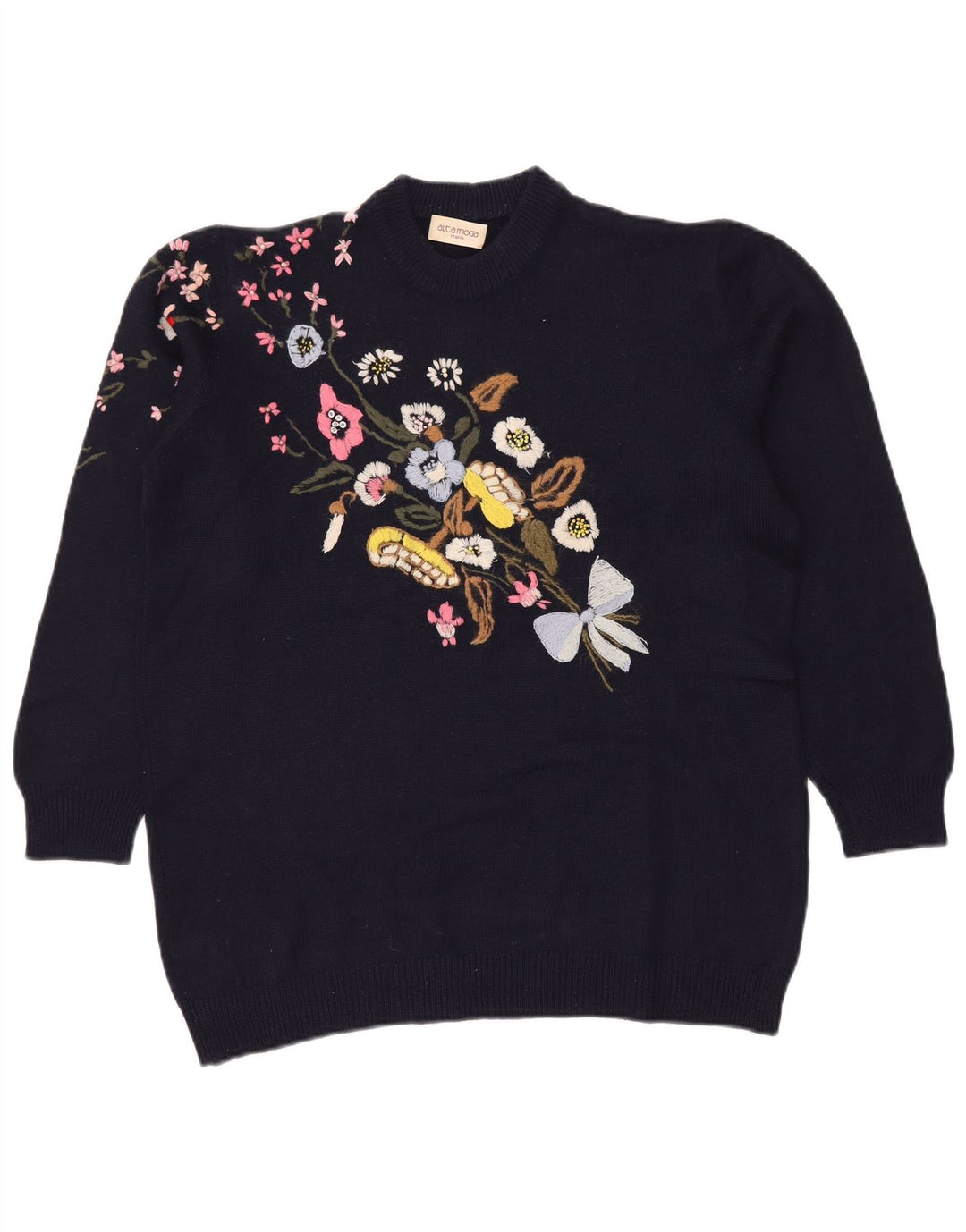 ALTA MODA ženski džemper s okruglim izrezom UK 16 Veliki tamnoplavi cvjetni