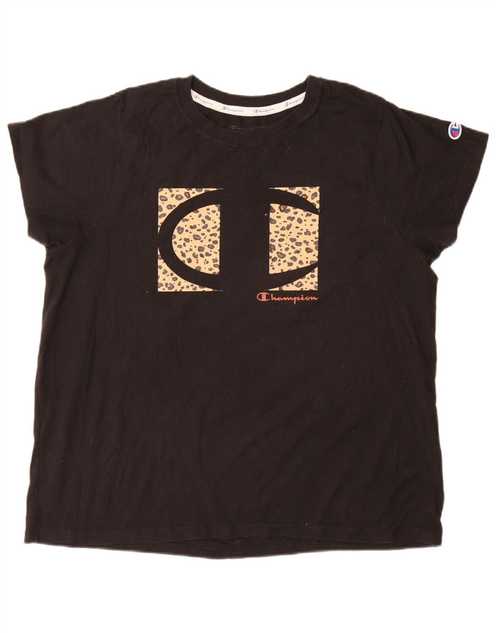 Champion ženska majica kratkih rukava s grafičkim motivima UK 18 XL crni pamuk