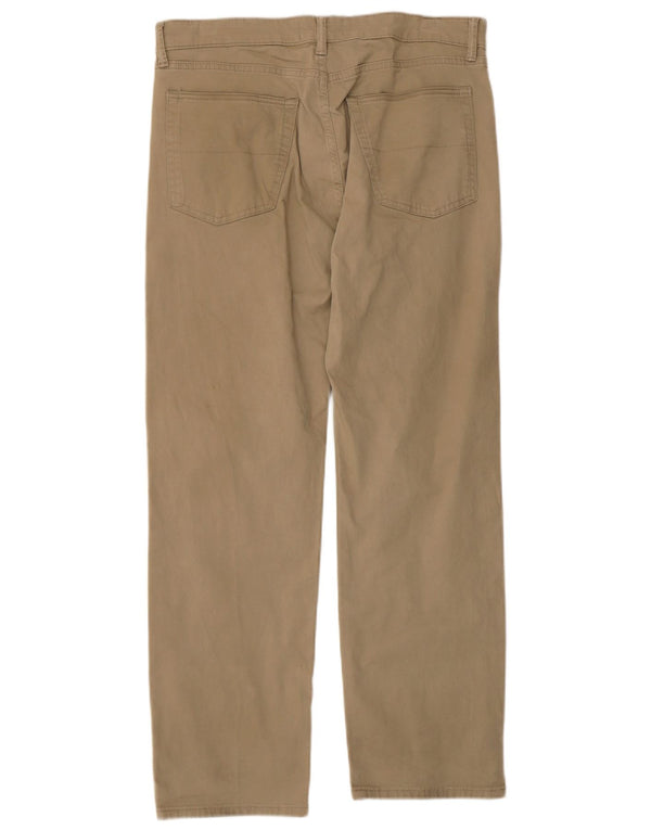 Marks & Spencer Mens Straight Casual Trousers W34 L29 Khaki Cotton