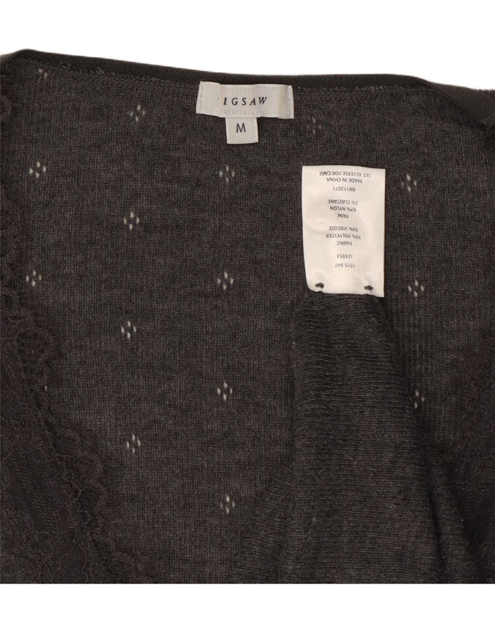 JIGSAW ženski kardigan pulover UK 12 srednje sivi poliester