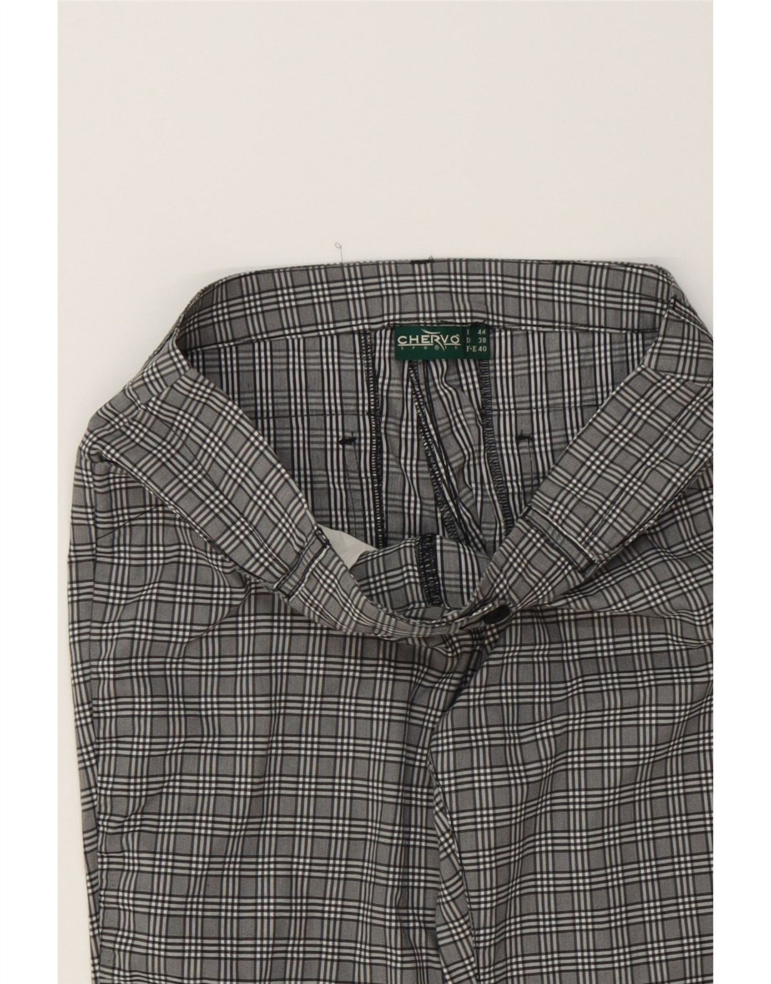 CHERVO Womens Straight Casual Trousers EU 38 Medium W32 L28 Grey Check Vintage Chervo and Second-Hand Chervo from Messina Hembry 