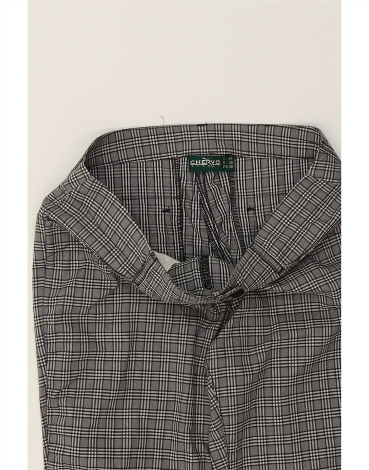 CHERVO Womens Straight Casual Trousers EU 38 Medium W32 L28 Grey Check Vintage Chervo and Second-Hand Chervo from Messina Hembry 