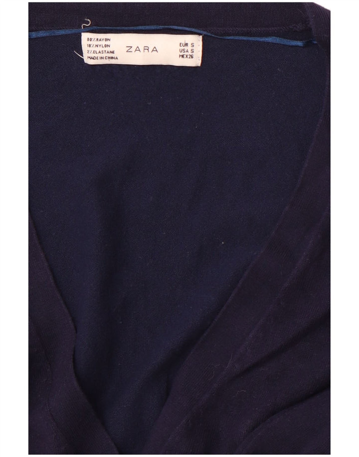 ZARA ženski kardigan pulover UK 10 Small Tavy Blue Rayon