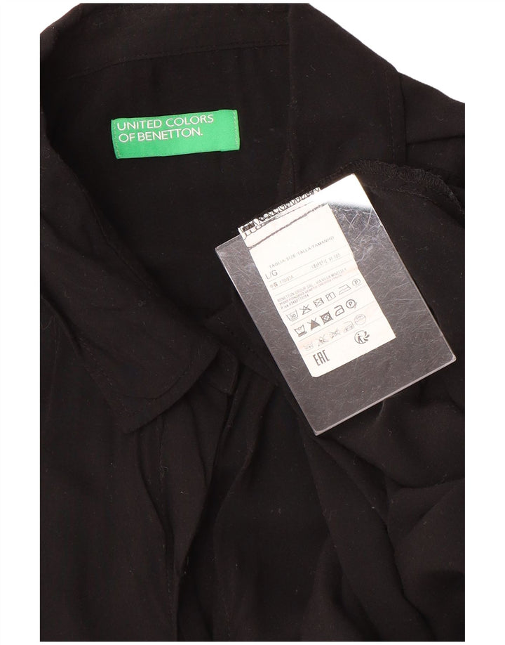 Benetton ženska prevelika košulja bluza UK 16 Velika crna viskoza