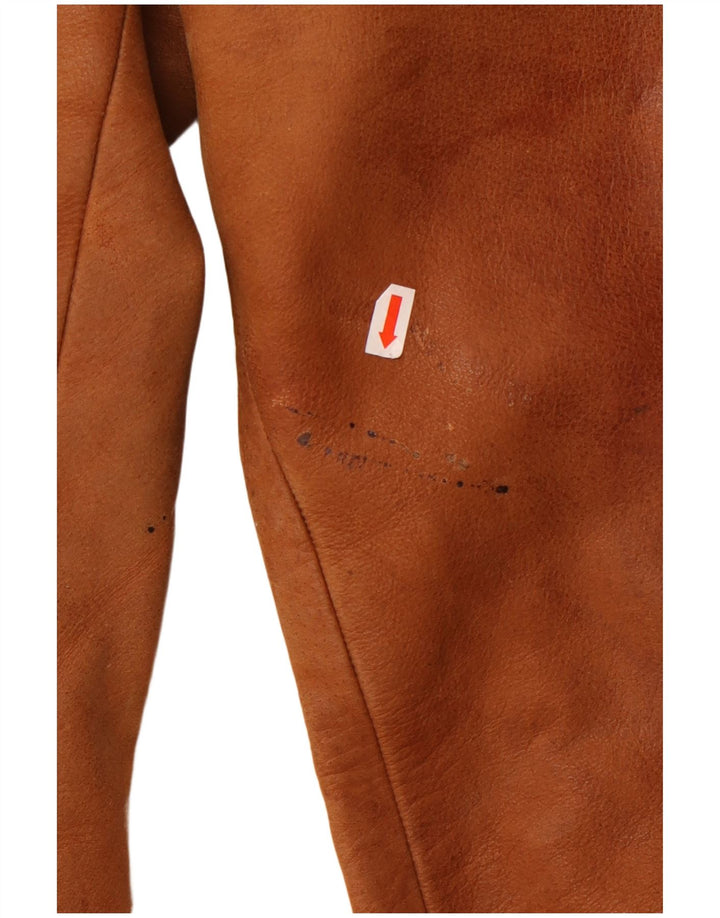 Vintage muške ravne kožne hlače W36 L33 smeđa koža