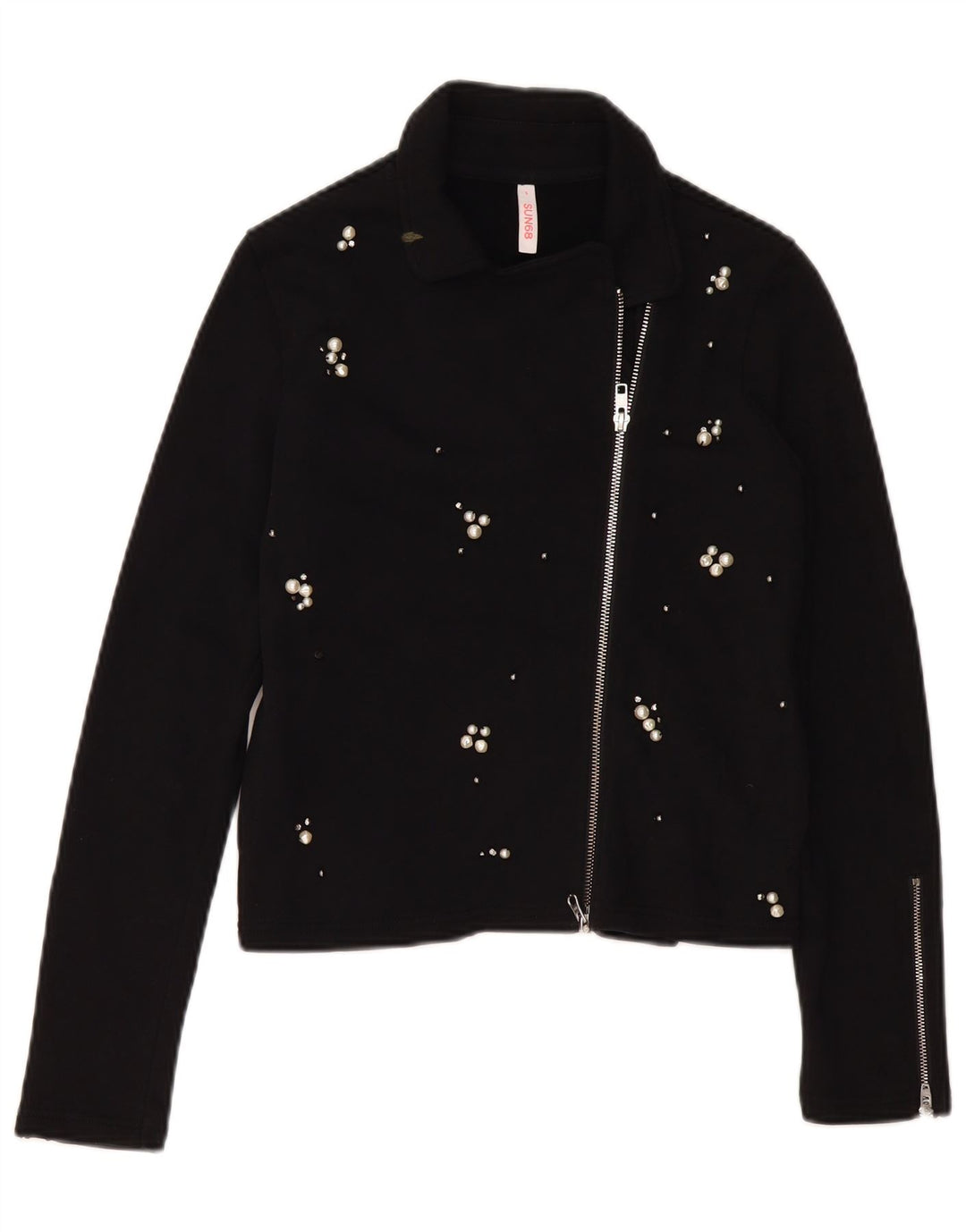 SUN68 Ženski džemper kardigan UK 10 Mali crni pamuk