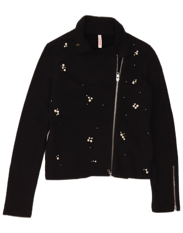 SUN68 Ženski džemper kardigan UK 10 Mali crni pamuk